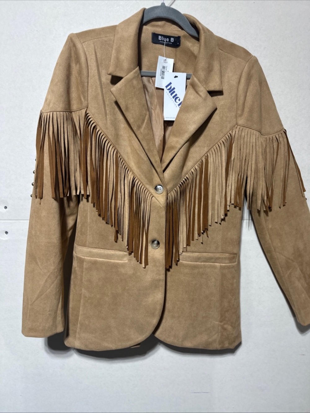 Blue B Women's Tan Suede Fringe Blazer